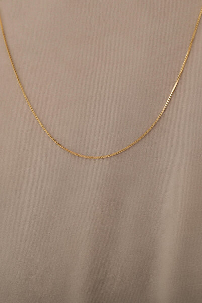 Bayar Gold 14 Ayar Altın Erkek Orta Kalın Küp Zincir Kolye 1 mm