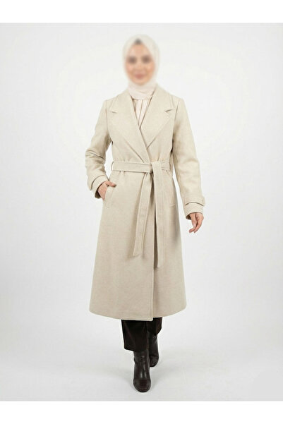 dcn giyim 1985 Women's Belted Coat Manto-1299