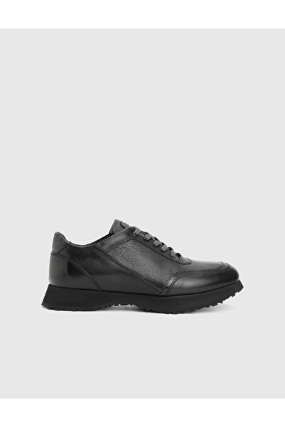 İLVİ Ancis Genuine Leather Black Men's Sports Shoes