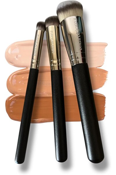 Generic 3PCS Foundation & Concealer Brush Set (Under-Eye Angled, Nose Contour, Small Foundati