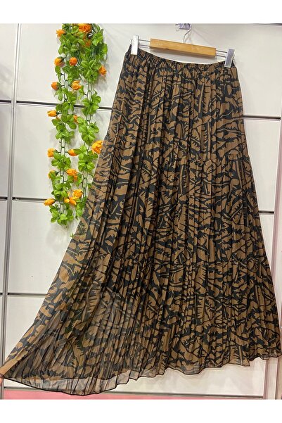 edu collection Patterned Three-Layer Chiffon Skirt with Lining