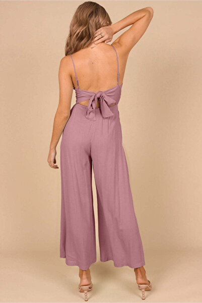 WildFashion Jumpsuit made of light and airy material, with trousers, earthy pink M825-58