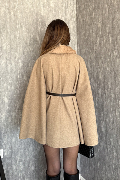 ModaPlaza Women's Collar Fur Poncho 9165