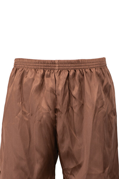 Oppland Men's Satin Fabric Shorts Solid Color Elastic Waistband No Pockets Relaxed Fit Lightweight Fabric