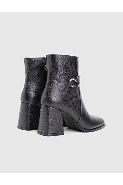 İLVİ Digna Genuine Floater Leather Navy Blue Women's Heeled Boots