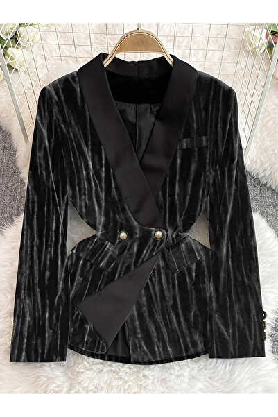 Take Two By Styli Black Velvet Blazer and Trousers Co-ords