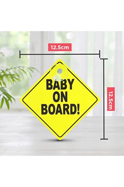 JZS Baby On Board Sticker Car Sign Yellow 12.5x12.5cm
