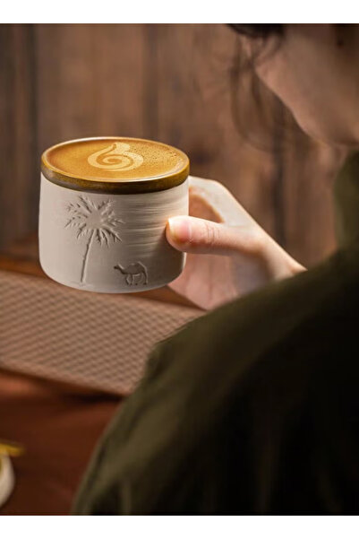 Generic Desert Palm Tree and Camel Pattern Ceramic Coffee Mug, 310ml