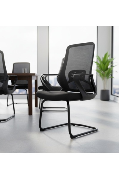 DEC44 Fixed office chair with a mesh design in different colors