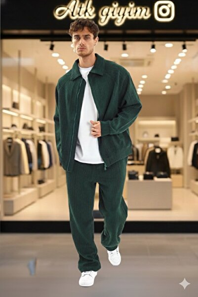 ATKGİYİM Baggy Loose Fit Unisex Basic Zippered Bomber Jacket and Pants Set