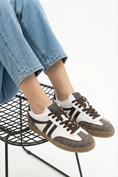 Marjin Women's Sneaker Lace-Up Flat Sole Sports Shoes Tiyone Brown