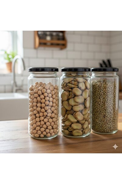 junibeliw 3Pcs Empty Glass 500Cc Cylinder Canning Jar for Tomato Sauce Legumes with Metal Lid 3X500