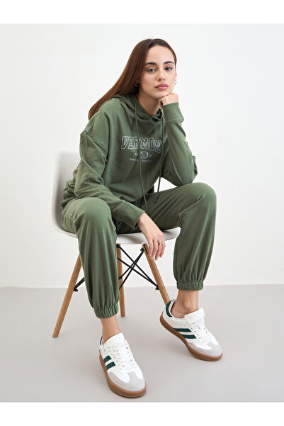 Styli Olive Oversized Longline Hoodie and Joggers Co-Ords