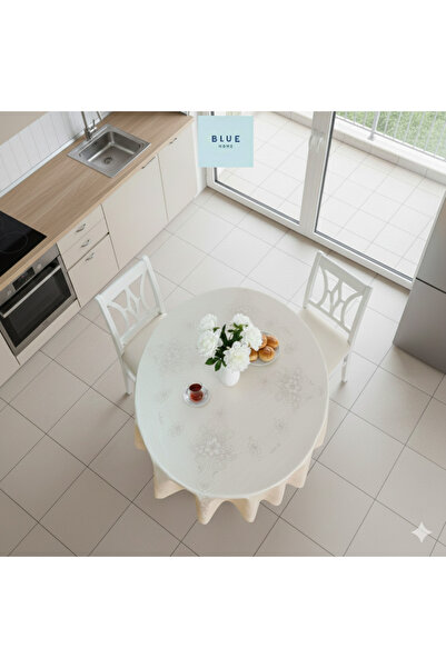 Blue Home 🆕 Round Luxury Tablecloth - Liquid Repellent Pvc - Wipeable - Decorative Luxury Tablecloth