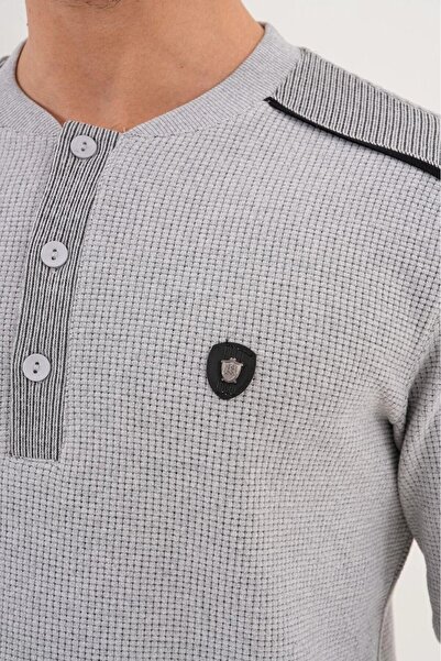 Mecit Pijama Long Sleeve Button Collar Plus Size Men's Pajama Set