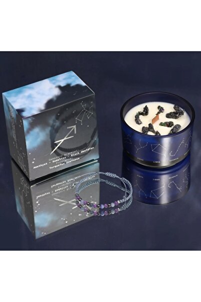 AW Gifts Crystal Candle and Gemstone Bracelet for Sagittarius
