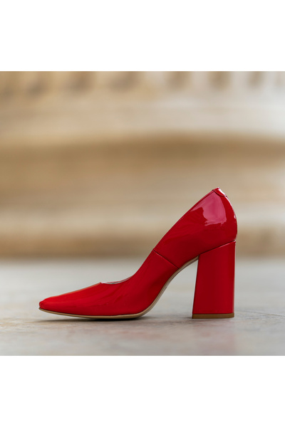 OEM Women's Shoes With Thick Heels Victoria Red Lacquer - 35