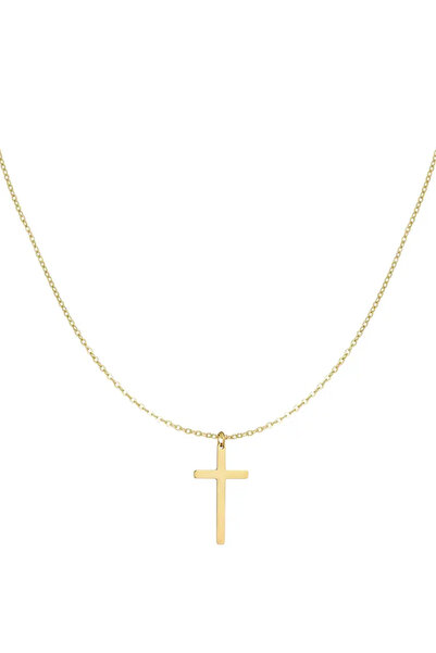 HANNY 925 silver chain with cross – at the base of the neck, 14k gold plated