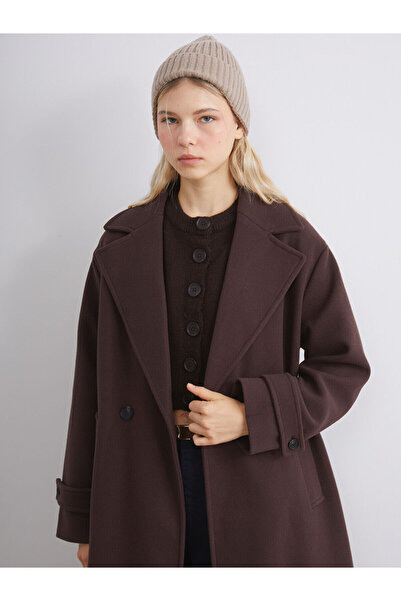 LC Waikiki Peak Yeni Sezon Kruvaze Yaka Kadın Kaşe Kaban