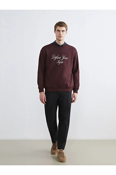 LC Waikiki Crew Neck Printed Men's Thick Sweatshirt