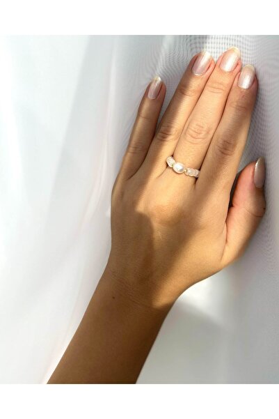 Moonlight Jewelry Elastic ring "To the Moon and Pearls" - Moonstone and Cultured Pearl