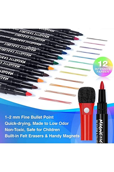 JZS Whiteboard Markers 12PCS Dry Erase Round Head