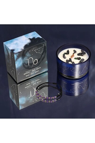 AW Gifts Crystal Candle and Gemstone Bracelet for Capricorn