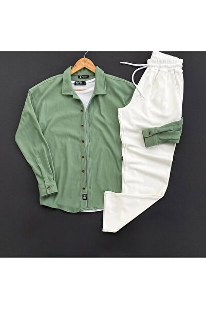 brozzi men Corded Fabric Ottoman Shirt-Bottom Set