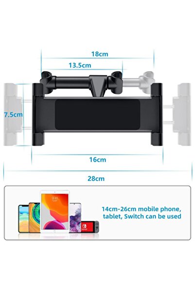 JZS Car Headrest Backseat Mount, 360掳 Rotating Tablet Phone Holder Red