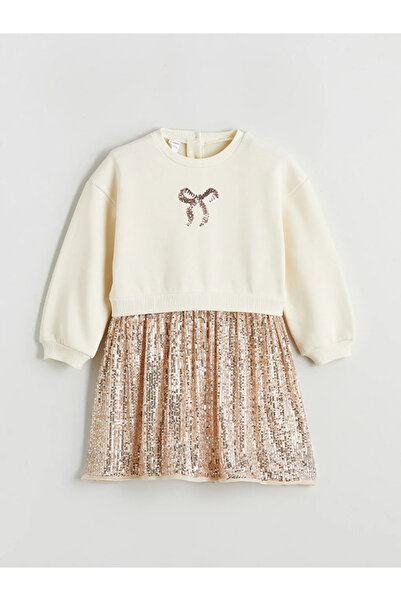 LC Waikiki Crew Neck Sequined Girls' Dress