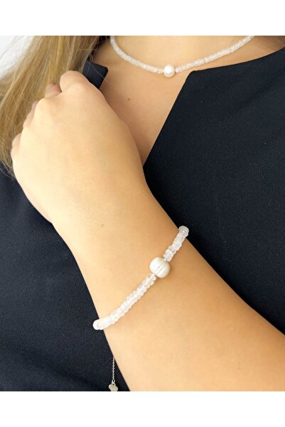 Moonlight Jewelry To the Moon and Pearls Bracelet - Moonstone and Cultured Pearl