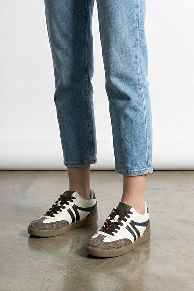 Marjin Women's Sneaker Lace-Up Flat Sole Sports Shoes Tiyone Brown