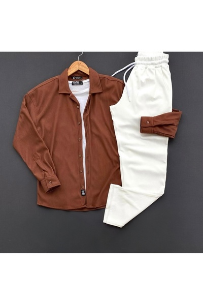 brozzi men Corded Fabric Ottoman Shirt-Bottom Set