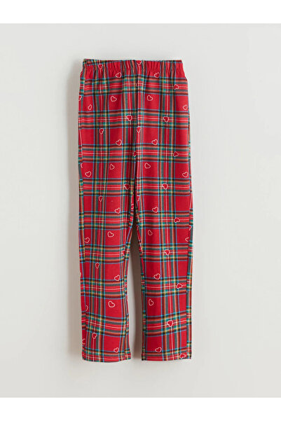 LC Waikiki Red Shirt Collar Plaid Girls Pajama Set