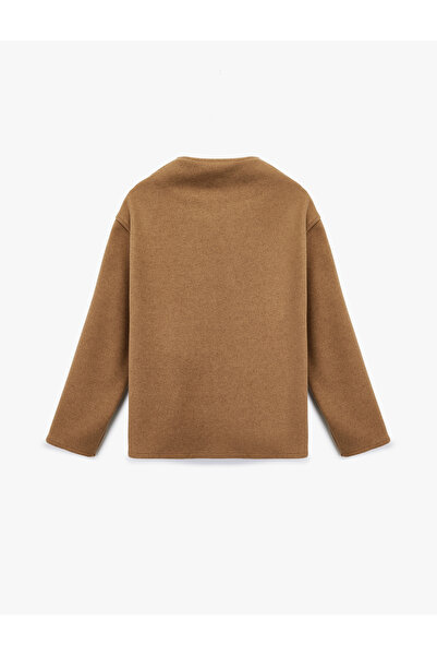 Koton Long Sleeve Stand Collar Buttoned Double-Breasted Cashmere Jacket