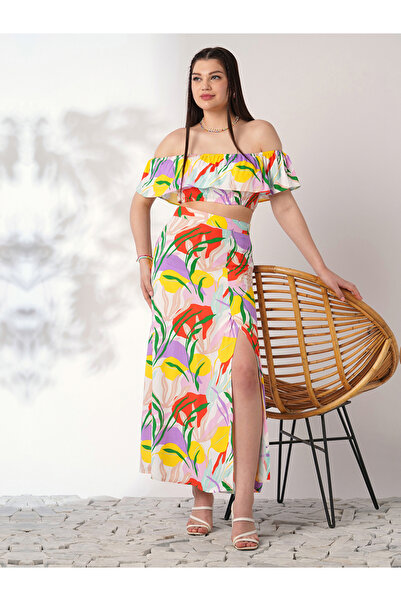 Globus By Styli Floral Print Crop Top and Maxi Skirt Co-ords