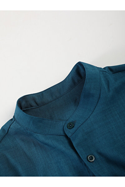 Take Two By Styli Men Teal Stand Collar Shirt and Pants Co-Ords