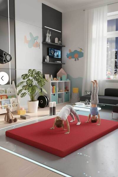 RevuBaby Çocuk Jimnastik Minderi 120x120x5 Cm 600 Denye Sıvı Geçirmez Kumaş Kaydırmmaz Yıkanabilir BÜYÜK BOY