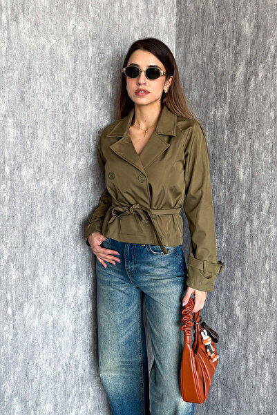 ModaPlaza Women's Short Belted Trench Coat 5970