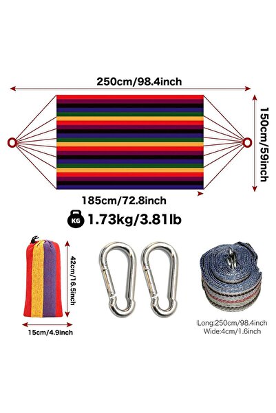 JZS Double Hammock 2 Person Cotton Canvas with Carrying Bag 260x80cm Red