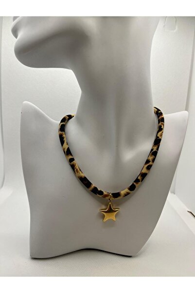 YAMİ LEOPAR CHOKER YILDIZLI KOLYE