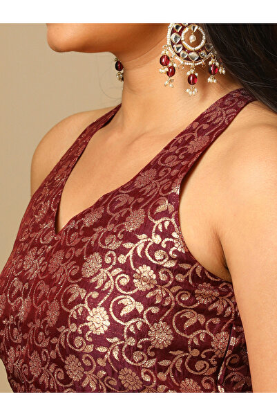 Globus By Styli Brocade Floral Jaal Print Top and Flared Lehenga Festive Co-Ords