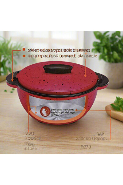 dealshopromania Caserolă termoizolantă cu capac 2,3 litri roșie, pentru teras...