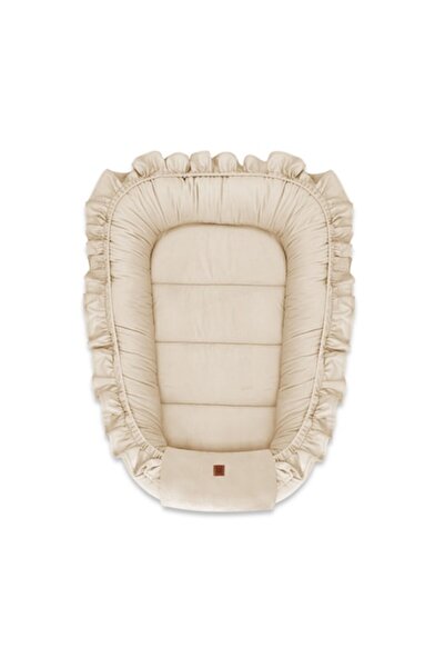 MimiNu Cosulet bebelus, MimiNu, Pentru dormit, Baby Nest 55 x 75 cm, Cu Volanase, Din catifea, Nugat