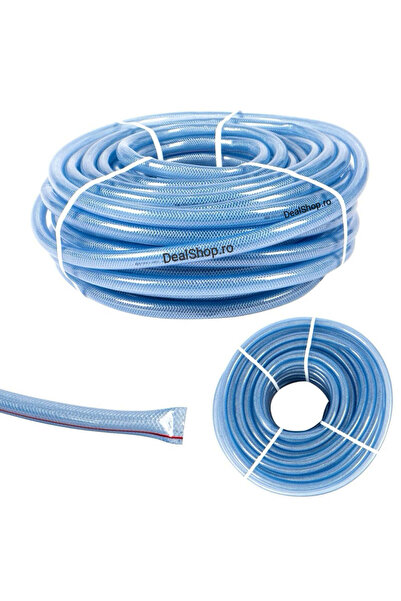 dealshopromania Furtun de grădină transparent cu inserție textilă ETS A 3/4" ...