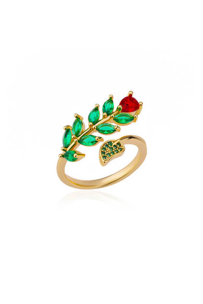 Choice JZ4376G خواتم أوراق الزهور من الزركون للنساء، خاتم لامع من الفولاذ الم...