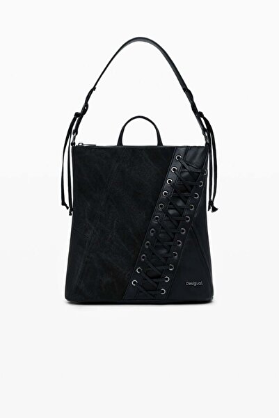 Desi Small corset-effect faux leather backpack