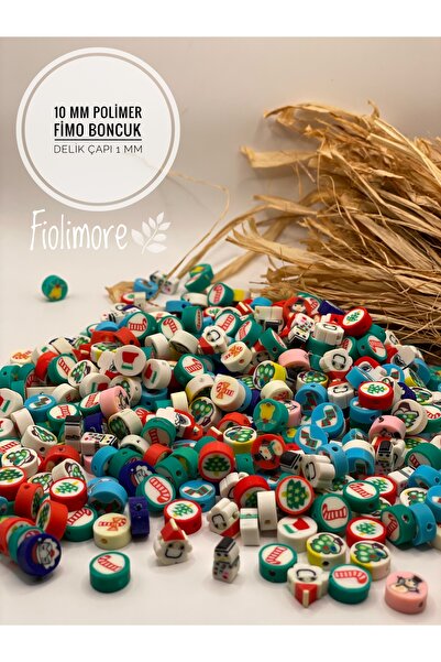 Fiolimore 50 Adet 10 mm Noel Yeni Yıl Fimo Polimer Boncuk Takı Bileklik Aksesuar