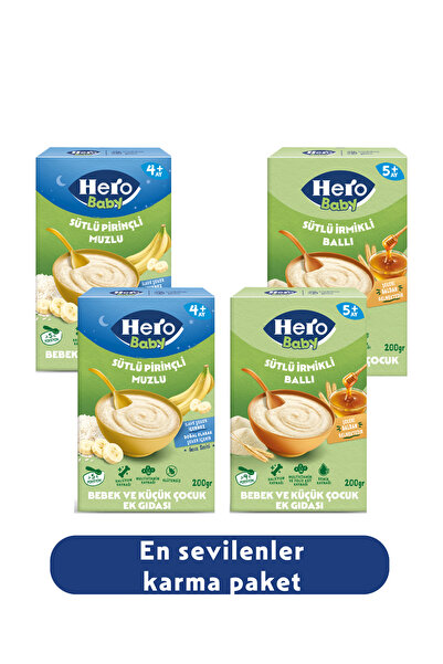 Hero Baby KARMA 4 2*200 SÜTLÜ MUZLU PİRİNÇLİ +2*200 SÜTLÜ BALLI İRMİKLİ