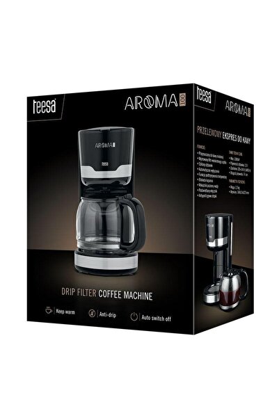 dealshopromania Cafetieră cu filtru Aroma Teesa, 1,5 litri, 1000 W, negru, ar...